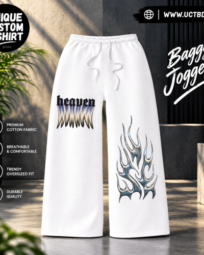 HEAVEN- WHITE MENS PREMIUM BAGGY JOGGERS