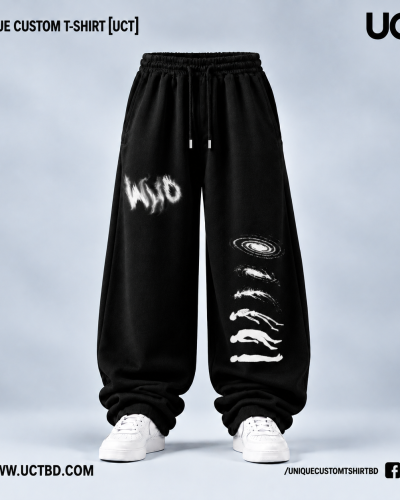 WHO- BLACK MENS PREMIUM BAGGY JOGGERS