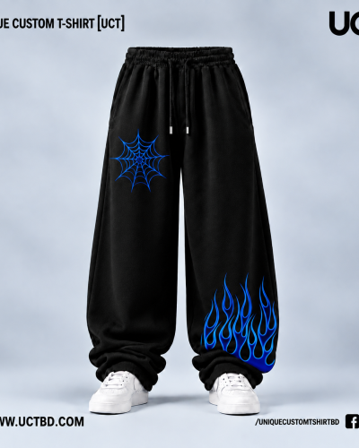 BLUE SPIDER- BLACK MENS PREMIUM BAGGY JOGGERS