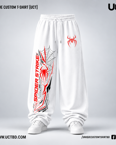 SPIDER STRIKE- WHITE MENS PREMIUM BAGGY JOGGERS