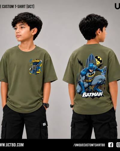 BATMAN -OLIVE KIDS DROP SHOULDER T-SHIRT