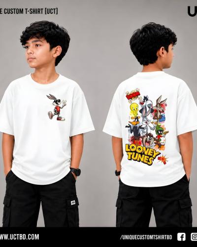 LOONEY TUNES 01 -WHITE KIDS DROP SHOULDER T-SHIRT