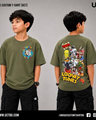 LOONEY TUNES 02 -OLIVE KIDS DROP SHOULDER T-SHIRT