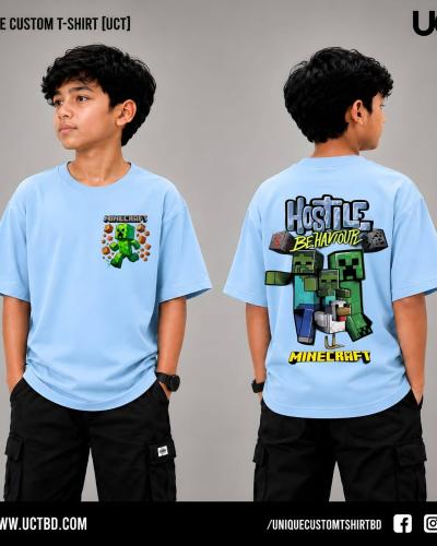 HOSTILE MINECRAFT -SKY BLUE KIDS DROP SHOULDER T-SHIRT