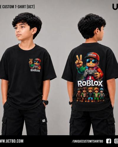 ROBLOX-BLACK KIDS DROP SHOULDER T-SHIRT