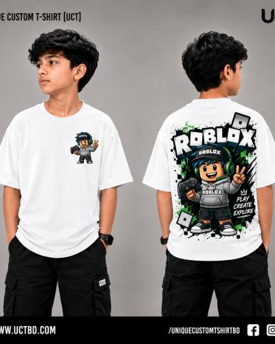 ROBLOX 01-WHITE KIDS DROP SHOULDER T-SHIRT