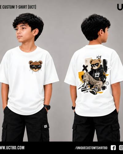HIPHOP PANDA -WHITE KIDS DROP SHOULDER T-SHIRT