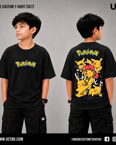 POKEMON-BLACK KIDS DROP SHOULDER T-SHIRT