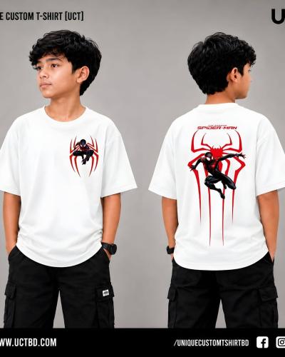 SPIDERMAN -WHITE KIDS DROP SHOULDER T-SHIRT
