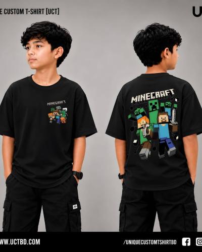 MINECRAFT -BLACK KIDS DROP SHOULDER T-SHIRT