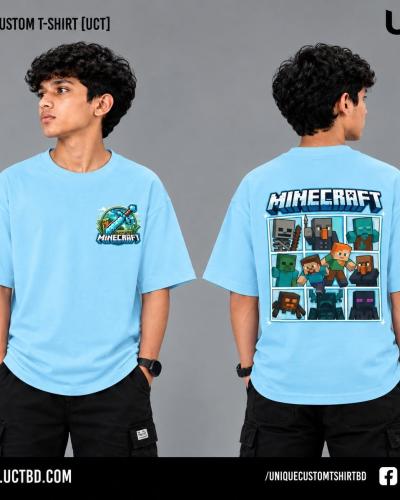 MINECRAFT -SKYBLUE KIDS DROP SHOULDER T-SHIRT