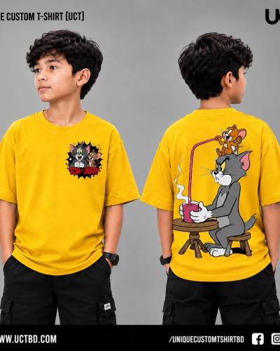 TOM & JERRY 03 -DEEP YELLOW KIDS DROP SHOULDER T-SHIRT