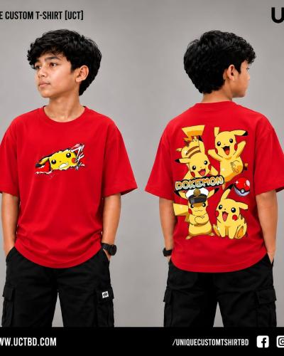PIKACHU -RED KIDS DROP SHOULDER T-SHIRT