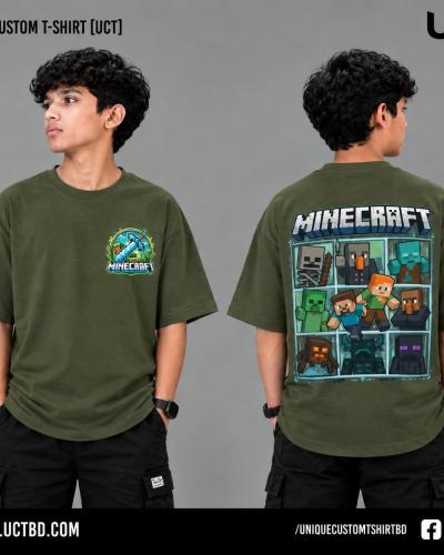 MINECRAFT -OLIVE KIDS DROP SHOULDER T-SHIRT