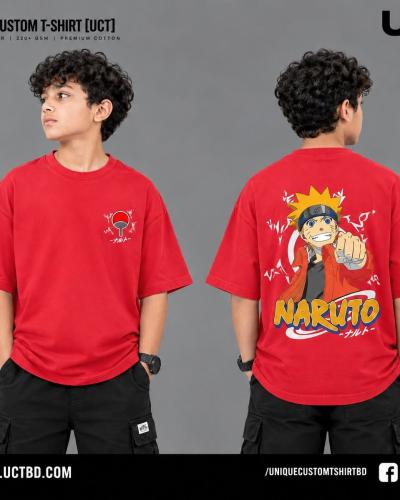 NARUTO -RED KIDS DROP SHOULDER T-SHIRT