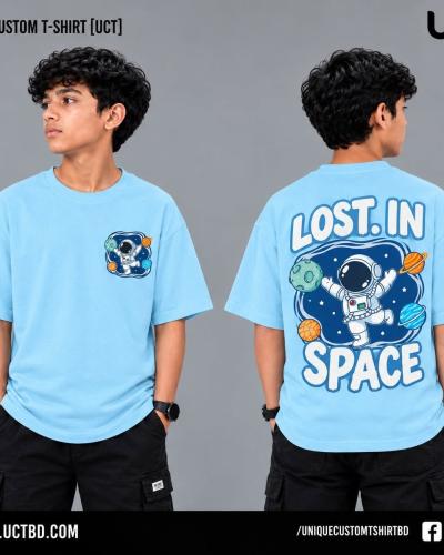 LOST IN SPACE -SKY BLUE KIDS DROP SHOULDER T-SHIRT