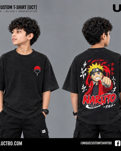 NARUTO -BLACK KIDS DROP SHOULDER T-SHIRT