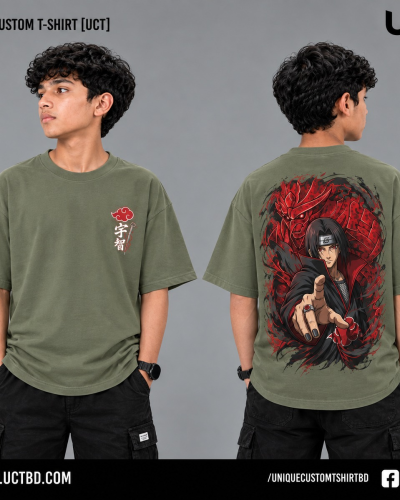 ITACHI SUSANOO -OLIVE KIDS DROP SHOULDER T-SHIRT