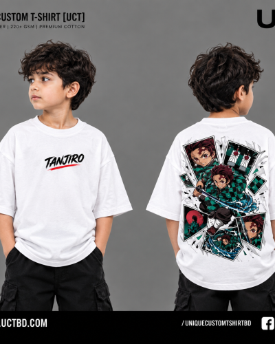 TANJIRO- WHITE KIDS DROP SHOULDER T-SHIRT