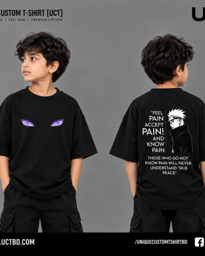 PAIN ANIME -BLACK KIDS DROP SHOULDER T-SHIRT