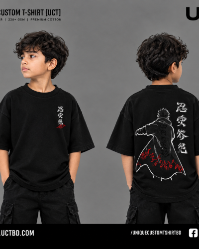 Uchiha Legacy-  BLACK KIDS DROP SHOULDER T-SHIRT