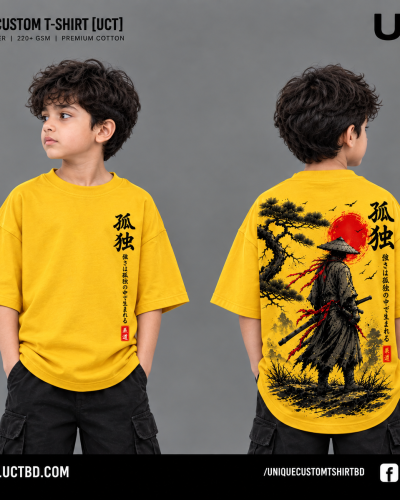 Lone Samurai Tee 🗡️- DEEP YELLOW KIDS DROP SHOULDER T-SHIRT