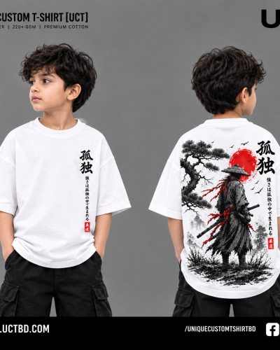 Lone Samurai Tee 🗡️- WHITE KIDS DROP SHOULDER T-SHIRT