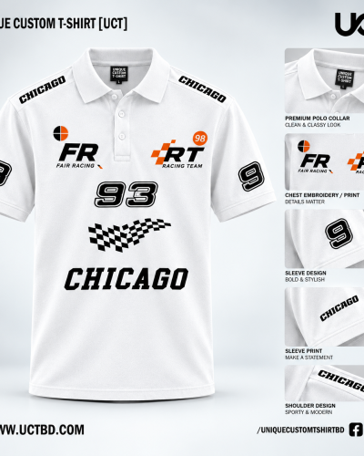 CHICAGO93 WHITE POLO T-SHIRT
