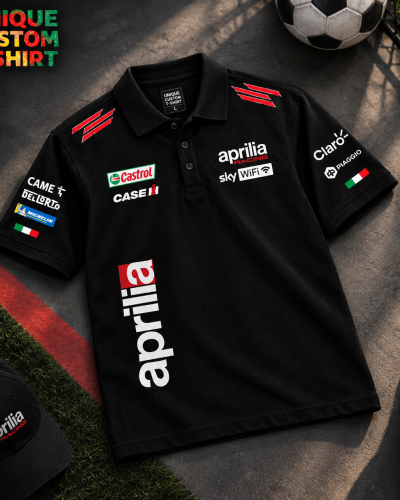 APRILIA BLACK POLO T-SHIRT
