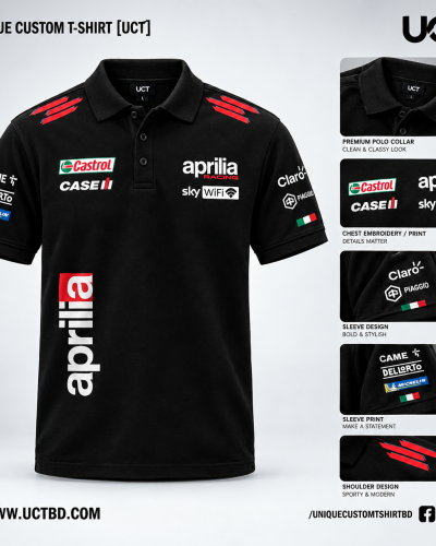 APRILIA BLACK POLO T-SHIRT