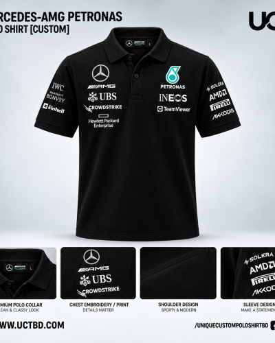 MARCEDES BLACK POLO T-SHIRT