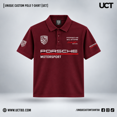 PORSCHE MAROON POLO T-SHIRT
