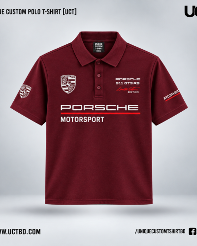 PORSCHE MAROON POLO T-SHIRT
