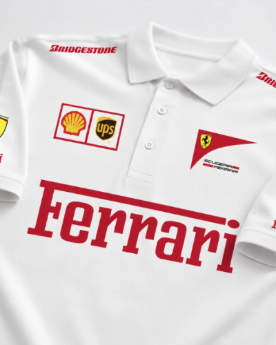 FERRARI WHITE POLO T-SHIRT