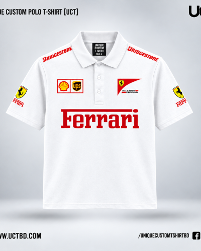FERRARI WHITE POLO T-SHIRT