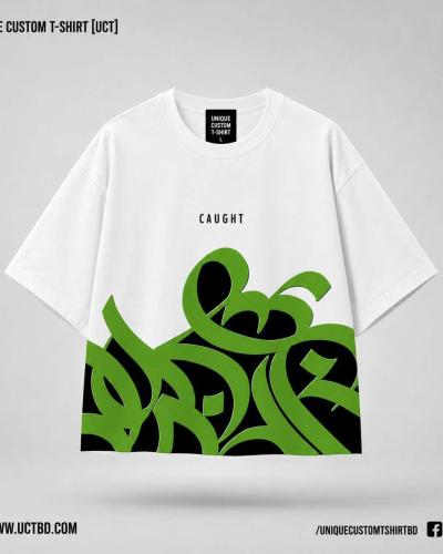 CAUGHT06-WHITE DROP SHOULDER T-SHIRT