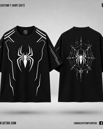 🕷️ Spider Web UCT T-Shirt -BLACK DROP SHOULDER T-SHIRT