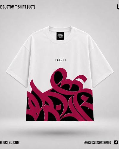 CAUGHT09-WHITE DROP SHOULDER T-SHIRT