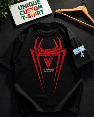 SPIDER-MAN -BLACK DROP SHOULDER T-SHIRT