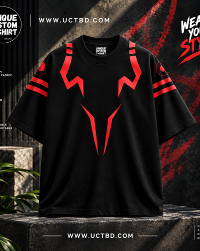 SUKUNA INSPIRED -BLACK DROP SHOULDER T-SHIRT