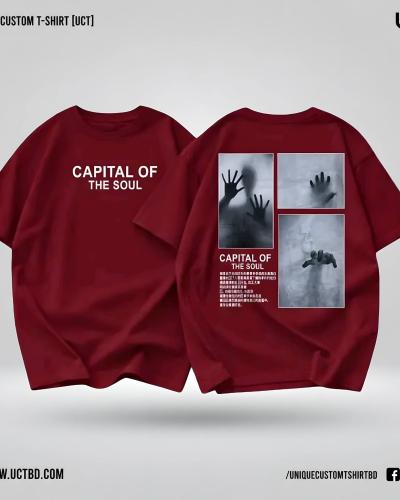 CAPITAL OF THE SOUL -MAROON DROP SHOULDER T-SHIRT