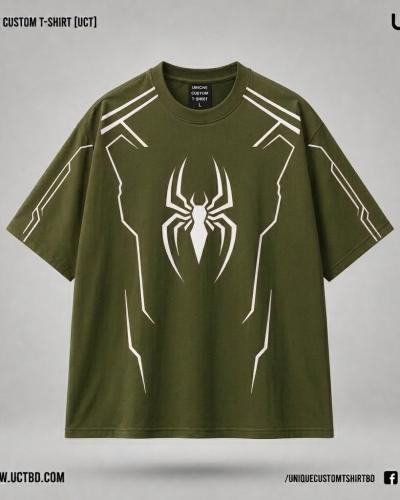 Spider Tee 🕷️ - OLIVE DROP SHOULDER T-SHIRT