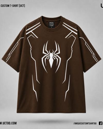 Spider Tee 🕷️ -BROWN DROP SHOULDER T-SHIRT