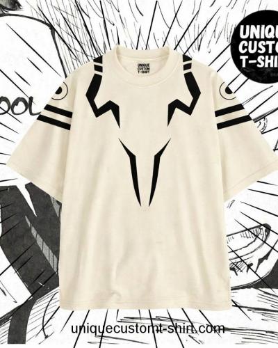 SUKUNA INSPIRED -CREAM DROP SHOULDER T-SHIRT